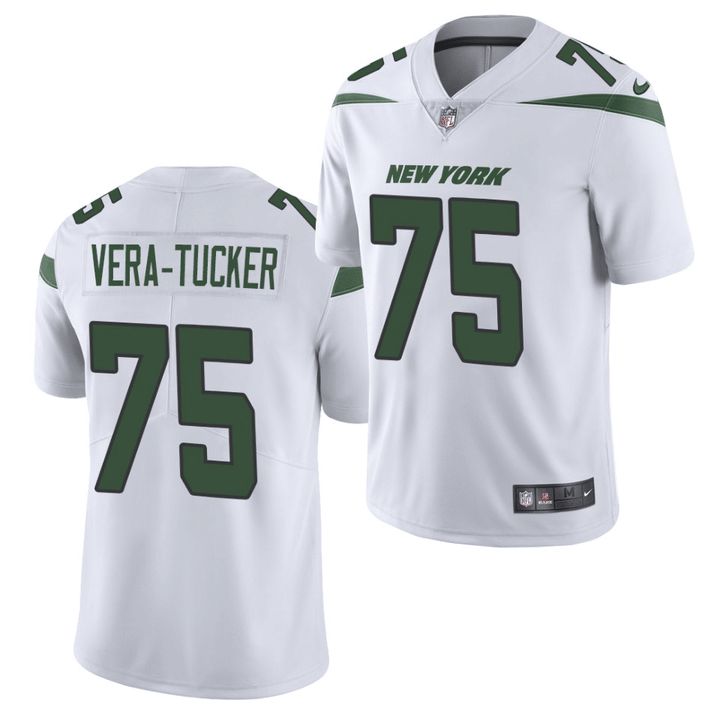 Men New York Jets 75 Alijah Vera-Tucker Nike White Vapor Limited NFL Jersey